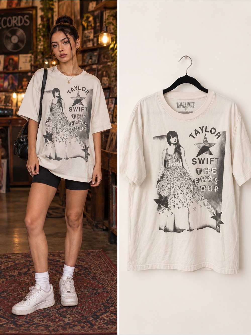 Taylor Swift Cream Graphic Tour Tee with Black Print